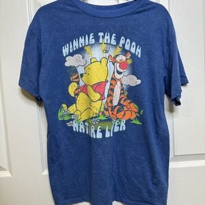 Disney Blue Winnie the Pooh & Tigger Graphic T Shirt Nature Lover Size S